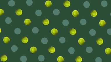 Yeşil arka planda taze limon renkli meyve deseni. Limonlu kusursuz desen. Gerçekçi animasyon. 4K video hareketi