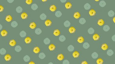 Renkli çörek deseni. Donutla kusursuz desen. Çörekler. Üst Manzara. Gerçekçi animasyon. 4K video hareketi