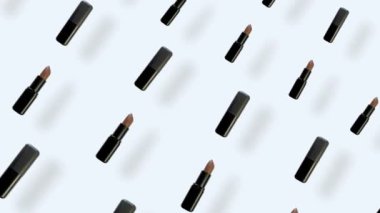 Renkli ruj deseni. Rujla kusursuz desen. Üst Manzara. Gerçekçi animasyon. 4K video hareketi