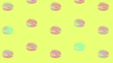 Canlı gradyan holografik neon renklerinde kahve çekirdeği deseni. Sanat kavramı. Asgari sürrealizm geçmişi. Kahve çekirdekleriyle kusursuz desen. Gerçekçi animasyon. 4K video hareketi