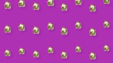 Japon suşi rulolarının renkli deseni. Suşi ile kusursuz desen. Üst Manzara. Gerçekçi animasyon. 4K video hareketi