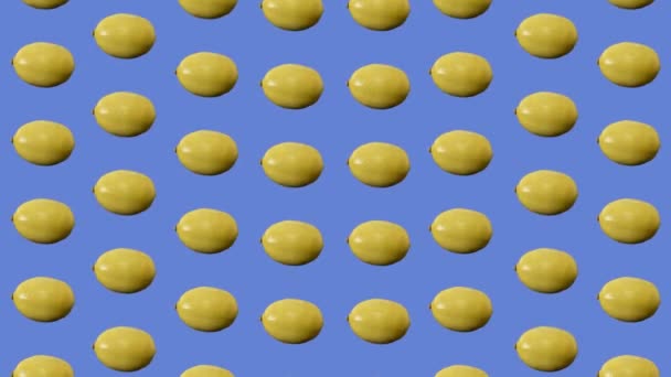 Modèle de fruits colorés de citrons frais. Motif sans couture avec citron. Pop art design. Animation réaliste. Mouvement vidéo 4K — Video