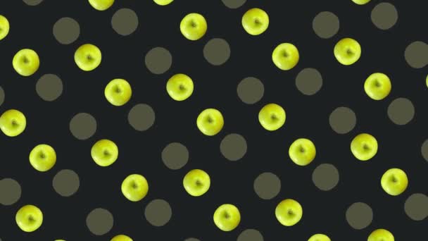 Πολύχρωμο μοτίβο φρούτων από φρέσκα μήλα. Στο πάνω μέρος. Απρόσκοπτη μοτίβο με μήλο. Ρεαλιστική κίνηση. 4K κίνηση βίντεο — Αρχείο Βίντεο