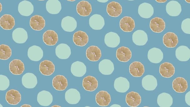 Bunte Fruchtmuster frischer Zitronen. Nahtloses Muster mit Zitrone. Pop-Art-Design. Realistische Animation. 4K-Videobewegung — Stockvideo