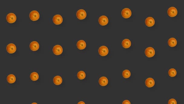 Барвистий фруктовий візерунок зі свіжих мандаринів. Безшовний візерунок з мандарином. Мандарин. Поп-арт-дизайн. Реалістична анімація. Рух відео 4K — стокове відео