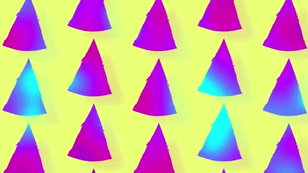 Pizza pattern in vibrant gradient holographic neon colors. Concept art. Minimal surrealism background. Seamless pattern with pizza slices. Realistic animation. 4K video motion — Vídeo de Stock