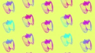 Paprika deseni canlı gradyan holografik neon renkleriyle. Sanat kavramı. Asgari sürrealizm geçmişi. Paprika ile kusursuz desen. Gerçekçi animasyon. 4K video hareketi