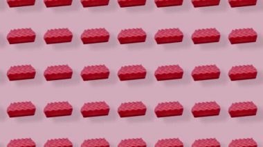 Pembe mutfak süngerlerinin renkli deseni. Süngerle kusursuz desen. Üst Manzara. Gerçekçi animasyon. 4K video hareketi