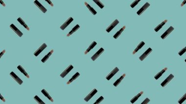 Dönen rujların renkli deseni. Rujla kusursuz desen. Üst Manzara. Gerçekçi animasyon. 4K video hareketi