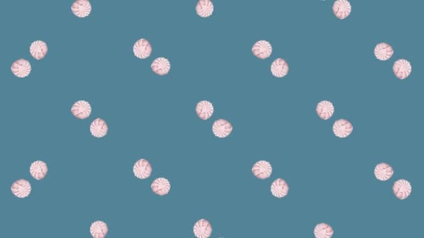 Barevný vzorec rotujících Zephyrů. Bezproblémový vzorec se Zephyrem. Marshmallow. Horní pohled. Realistická animace. Pohyb videa 4K — Stock video