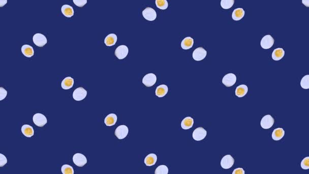 Barevný vzor rotujících kuřecích vajec. Pop art design. Bezproblémový vzor s vejcem. Horní pohled. Realistická animace. Pohyb videa 4K — Stock video