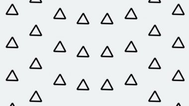 Siyah geometrik şekiller eski moda, Memphis 80 'ler tarzı. Animasyon klasik soyut arka plan. Kusursuz pop sanat tasarımı. 4K video hareketi
