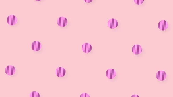 レトロなピンクの幾何学的形状のパターン,メンフィス80年代90年代スタイル.アニメーションヴィンテージ抽象的な背景。シームレスなポップアートデザイン。4Kビデオモーション — ストック動画