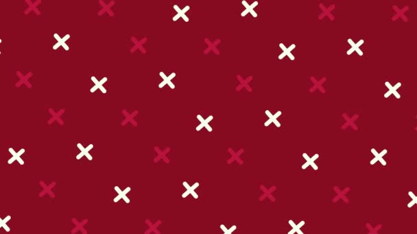 レトロで赤と白の幾何学的形状のパターン,メンフィス80年代スタイル.アニメーションヴィンテージ抽象的な背景。シームレスなポップアートデザイン。4Kビデオモーション — ストック動画