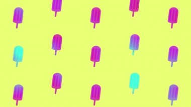 Dondurma deseni canlı gradyan holografik neon renklerde. Sanat kavramı. Asgari sürrealizm geçmişi. Dondurmayla kusursuz desen. Üst Manzara. Yaz kavramı. 4K video hareketi