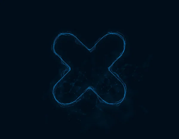 Cross mark icon with plexus effect. Connected lines with dots. Illustration — Stock Photo, Image