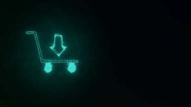 Pleksus etkisi olan bir alışveriş arabası ikonu. Noktalarla birleştirilmiş çizgiler. Görüntü