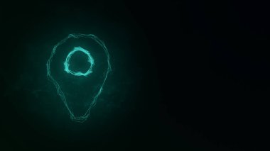 Arıza efektli GPS konum belirleyici simgesi. Noktalarla birleştirilmiş çizgiler. Görüntü