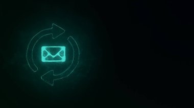 Giden ve gelen mesaj simgesi pleksus etkisi ile. Noktalarla birleştirilmiş çizgiler. Görüntü