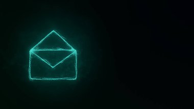 Pleksus etkisi olan zarf simgesi. Noktalarla birleştirilmiş çizgiler. Görüntü