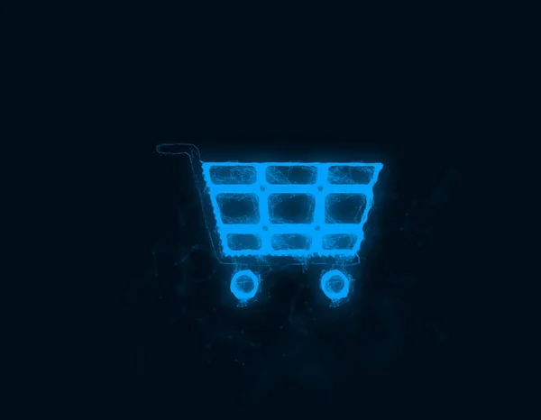 Shopping cart icon with plexus effect. Connected lines with dots. Illustration — Stock Photo, Image