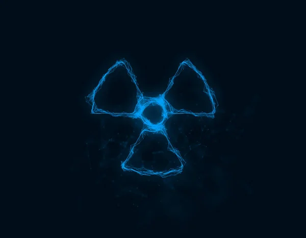 Icono de símbolo radiactivo con efecto plexo. Líneas conectadas con puntos. Ilustración — Foto de Stock