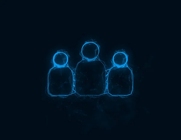 Три людини ілюструють ефект Плекса. З'єднані лінії з точками. Ілюстрація — стокове фото