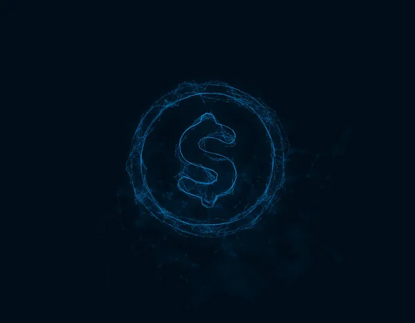 Dollar symbol icon with plexus effect. Connected lines with dots. Illustration — Stock Photo, Image