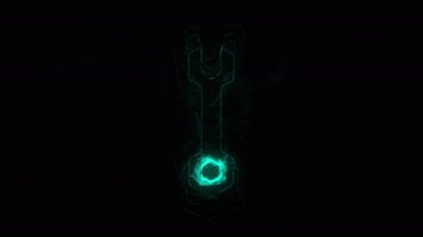 Pleksus etkisi olan bir anahtar simgesi. Noktalarla birleştirilmiş çizgiler. Çizgiler pleksus