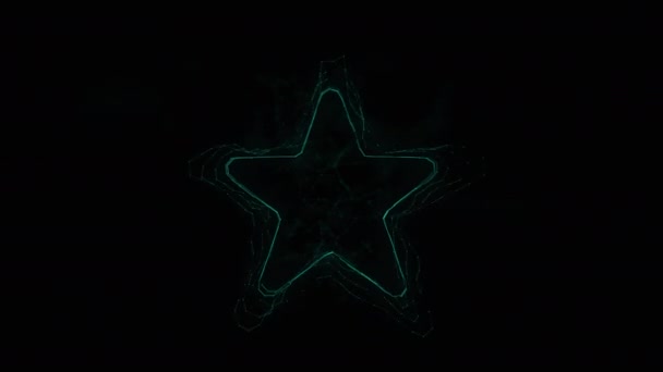 Pleksus etkisi olan bir yıldız simgesi. Noktalarla birleştirilmiş çizgiler. Çizgiler pleksus — Stok video
