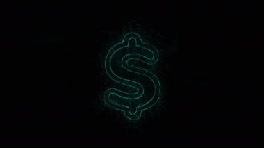 Bozuk sanat efektli dolar sembolü. Noktalarla birleştirilmiş çizgiler. Çizgiler pleksus