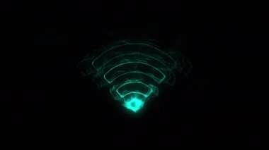 Pleksus etkisi olan Wi-Fi simgesi. Noktalarla birleştirilmiş çizgiler. Çizgiler pleksus
