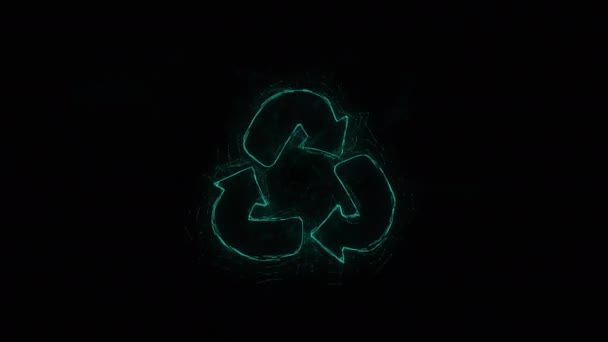 Icono de reciclaje con efecto plexo. Líneas conectadas con puntos. Plexo de líneas — Vídeos de Stock