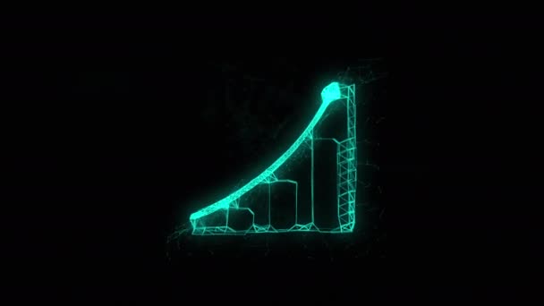 Ikon animasi grafik batang dengan efek plexus. Terhubung baris dengan titik. Pleksus Garis — Stok Video