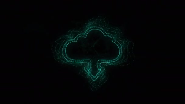 Cloud-Download-Symbol mit Plexus-Effekt. Verbundene Linien mit Punkten. Linien-Plexus — Stockvideo