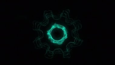 Dişli tekerleği simgesi beyaz arkaplanda izole edildi. Noktalarla birleştirilmiş çizgiler. Çizgiler pleksus