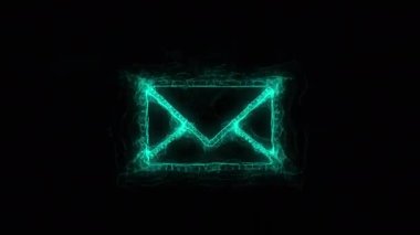 Pleksus etkisi olan zarf simgesi. Noktalarla birleştirilmiş çizgiler. Çizgiler pleksus