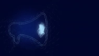 Pleksus etkisi olan megafon ikonu. Noktalarla birleştirilmiş çizgiler. Çizgiler pleksus