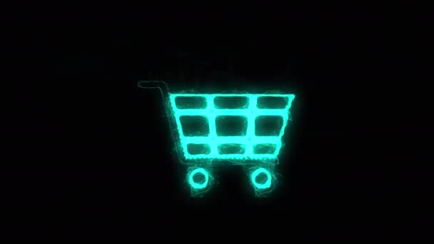 Icono del carrito de compras con efecto plexo. Líneas conectadas con puntos. Plexo de líneas — Vídeo de stock
