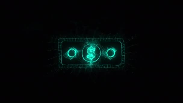 Plexus 효과가 있는 Banknote dollar icon. 점으로 연결 된 선들. 각다귀 — 비디오