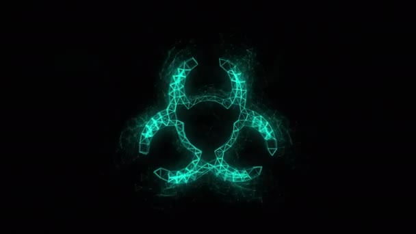 Biohazard symbool pictogram met plexus effect. Verbonden lijnen met stippen. Lijnen plexus — Stockvideo