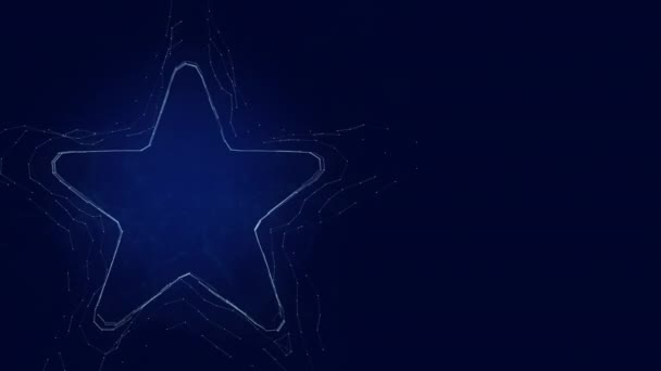 Εικονίδιο αστεριού με εφέ πλεξιγκλάς. Συνδετικές γραμμές με τελείες. Πλήθος γραμμών — Αρχείο Βίντεο