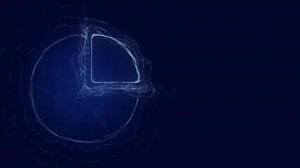 Plexus 효과가 있는 서클 다이어그램 아이콘. 점으로 연결 된 선들. 각다귀 — 비디오