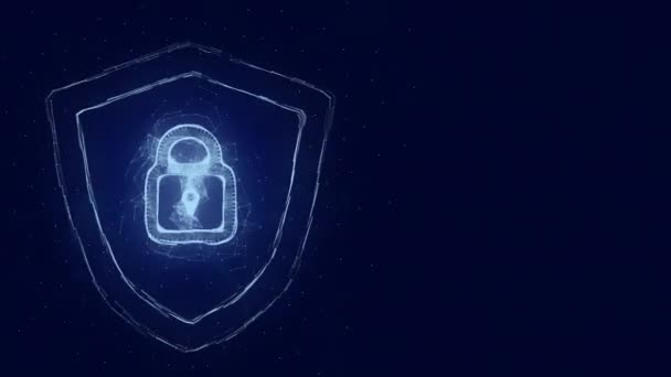 Shield security with lock icon with plexus effect. Connected lines with dots. Lines plexus — Stock Video