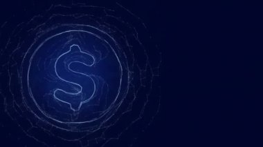 Pleksus etkisi olan dolar sembolü. Noktalarla birleştirilmiş çizgiler. Çizgiler pleksus