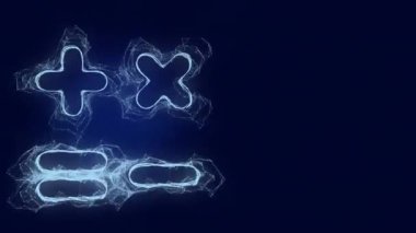 Pleksus etkisi olan hesap makinesi simgesi. Noktalarla birleştirilmiş çizgiler. Çizgiler pleksus