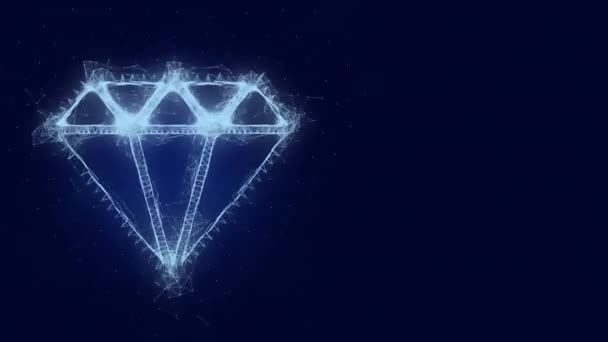 Diamantikon med plexus effekt. Anslutna linjer med prickar. Linjeplexus — Stockvideo