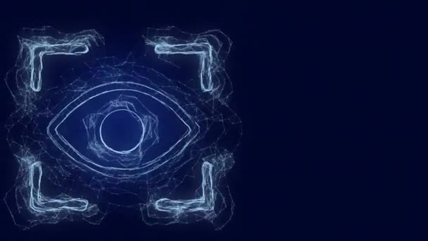 Піктограма сканування очей з ефектом сплетення. З'єднані лінії з точками. Лінії plexus — стокове відео