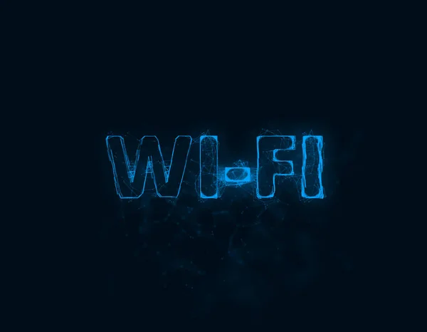 Wi-Fi titel met plexus effect. Verbonden lijnen met stippen. Regels titel plexus — Stockfoto