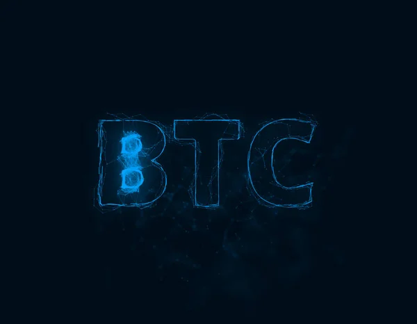 BTC title with plexus effect. Связанные линии с точками. Название линии plexus — стоковое фото